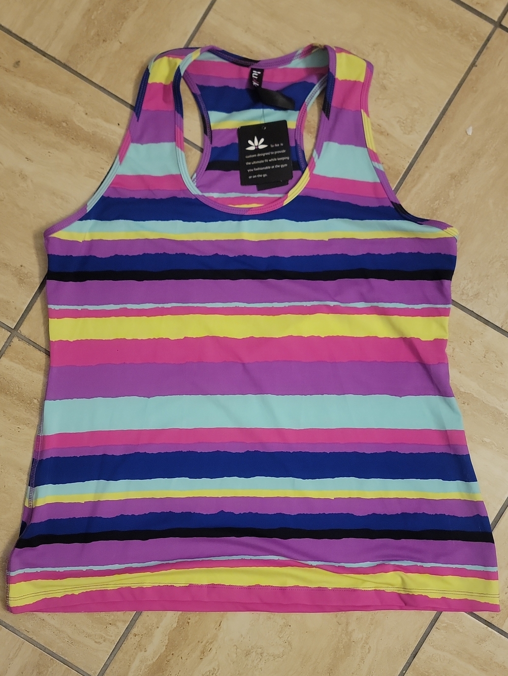 lukka Multicolor Striped Racerback Tank - Pink, Purple, Yellow, Blue, Mint